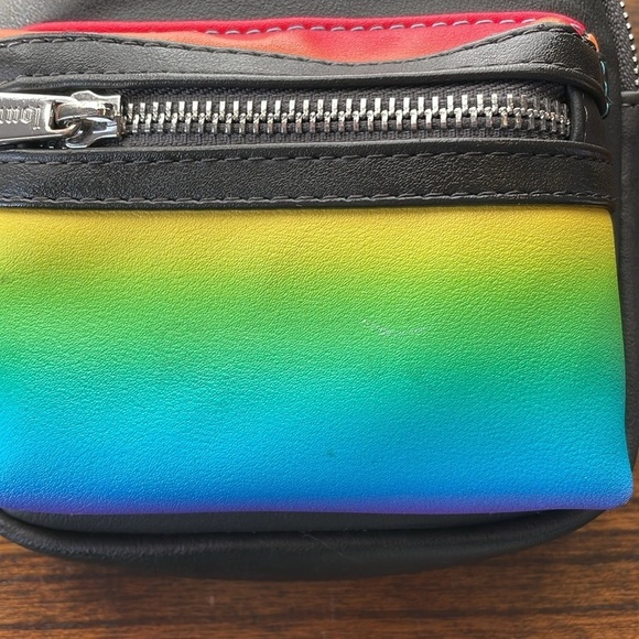 Loungelfy, Disney Parks, rainbow and black vinyl Mickey ear two-pocket wristlet - Picture 6 of 8